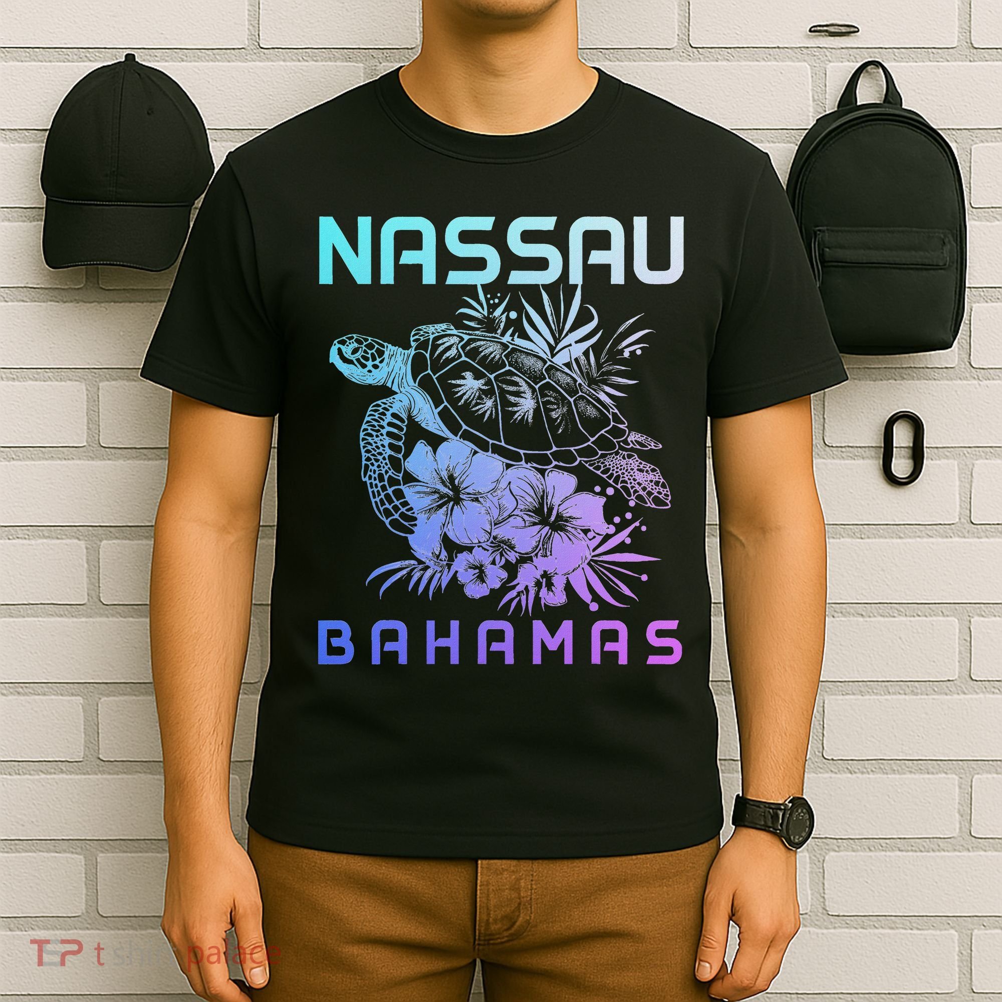 Nassau Bahamas Sea Turtle Diving Surfer Souvenir T-Shirt