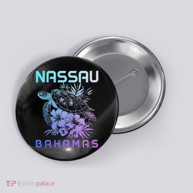 Nassau Bahamas Sea Turtle Diving Surfer Souvenir Button