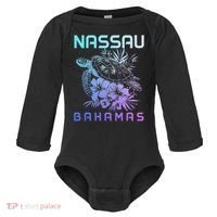 Nassau Bahamas Sea Turtle Diving Surfer Souvenir Baby Long Sleeve Bodysuit thumb 0