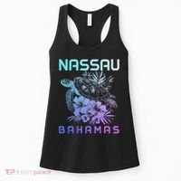 Nassau Bahamas Sea Turtle Diving Surfer Souvenir Women's Tank Top thumb 0