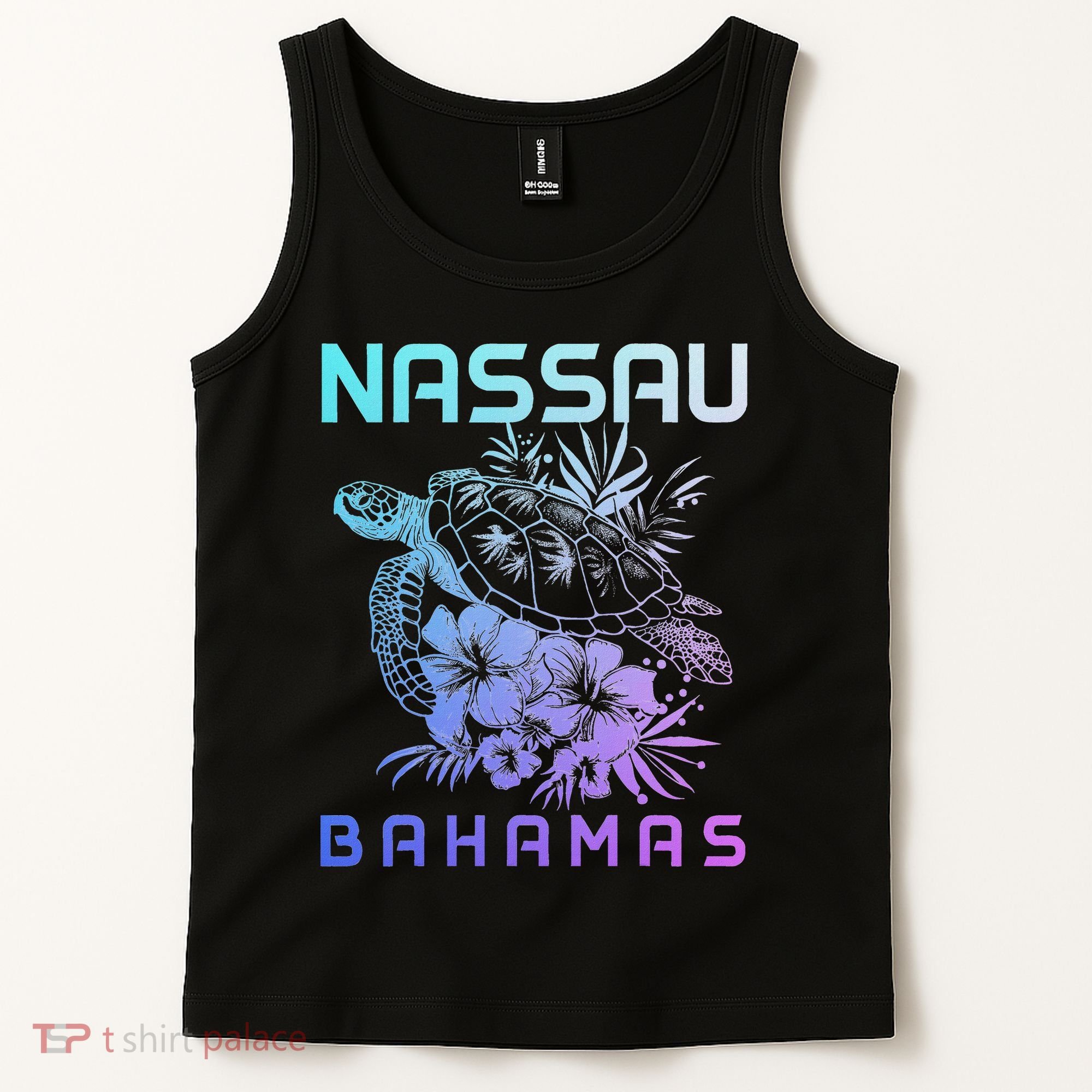 Nassau Bahamas Sea Turtle Diving Surfer Souvenir Tank Top