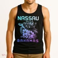Nassau Bahamas Sea Turtle Diving Surfer Souvenir Tank Top thumb 3