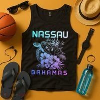 Nassau Bahamas Sea Turtle Diving Surfer Souvenir Tank Top thumb 4