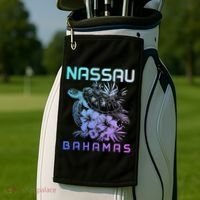 Nassau Bahamas Sea Turtle Diving Surfer Souvenir Golf Towel thumb 2