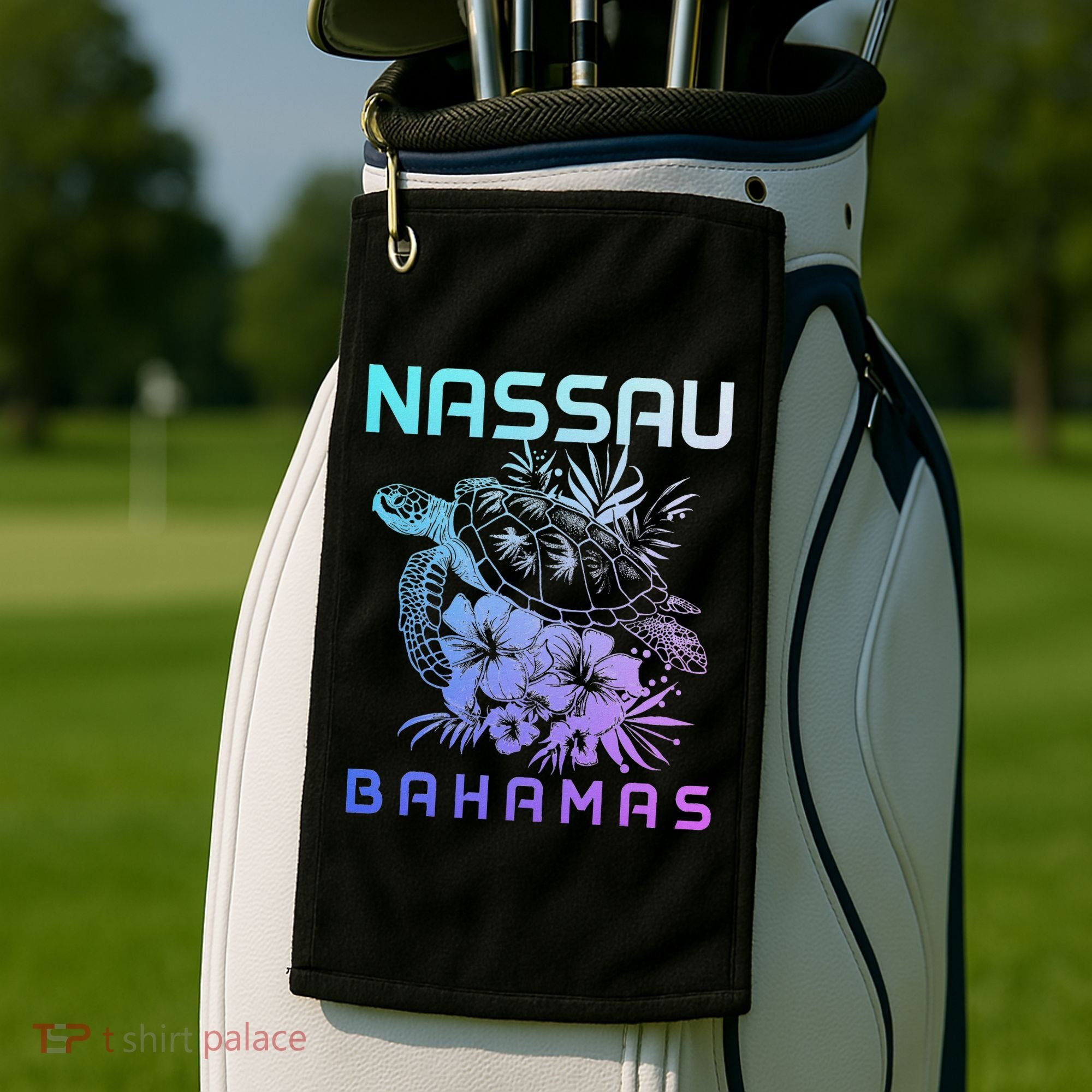 Nassau Bahamas Sea Turtle Diving Surfer Souvenir Golf Towel