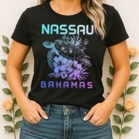 Nassau Bahamas Sea Turtle Diving Surfer Souvenir Women's T-Shirt thumb 2