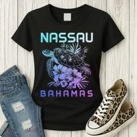 Nassau Bahamas Sea Turtle Diving Surfer Souvenir Women's T-Shirt thumb 3