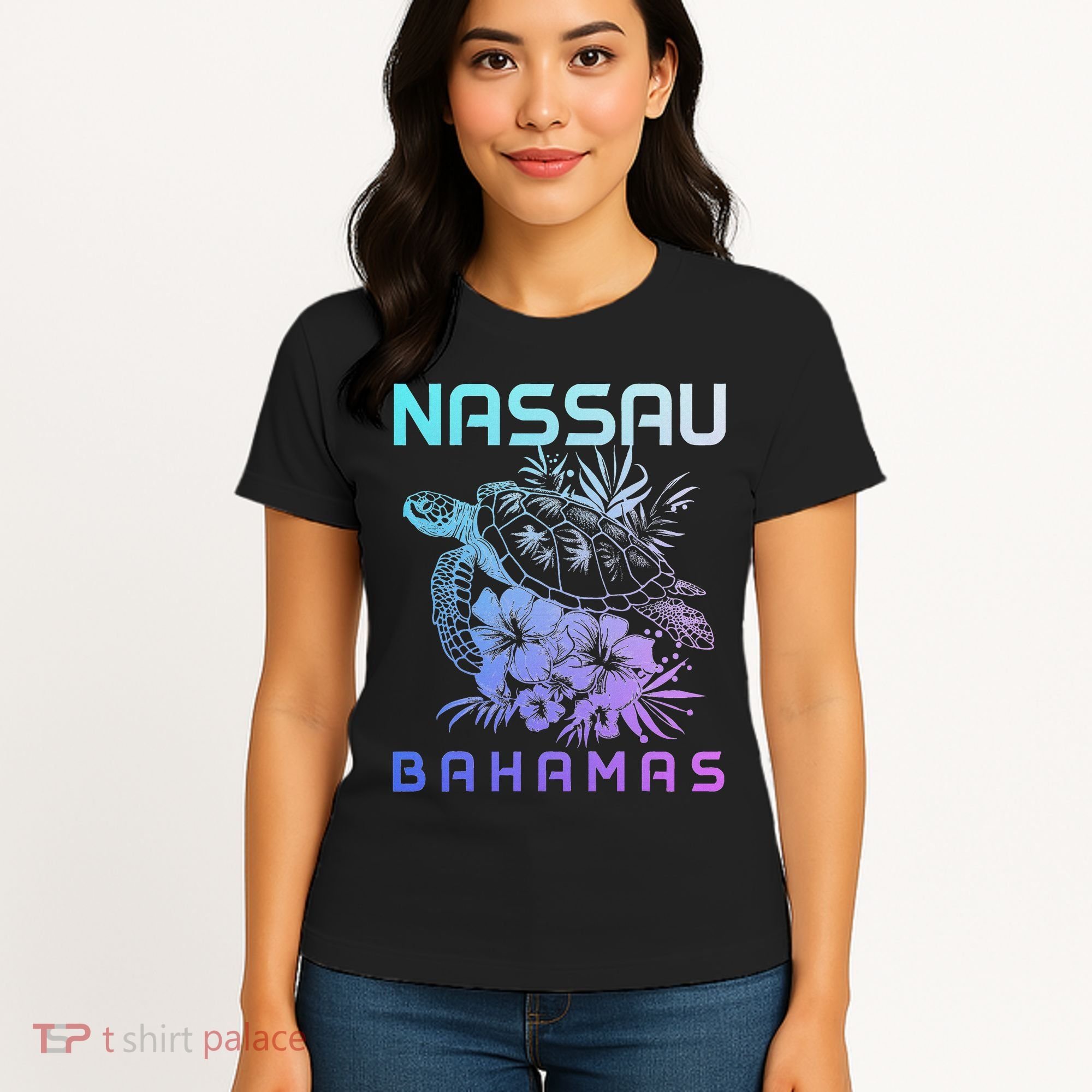 Nassau Bahamas Sea Turtle Diving Surfer Souvenir Women's T-Shirt