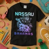 Nassau Bahamas Sea Turtle Diving Surfer Souvenir Kids T-Shirt thumb 3