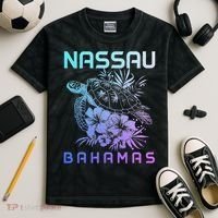 Nassau Bahamas Sea Turtle Diving Surfer Souvenir Kids Tie-Dye T-Shirt thumb 2