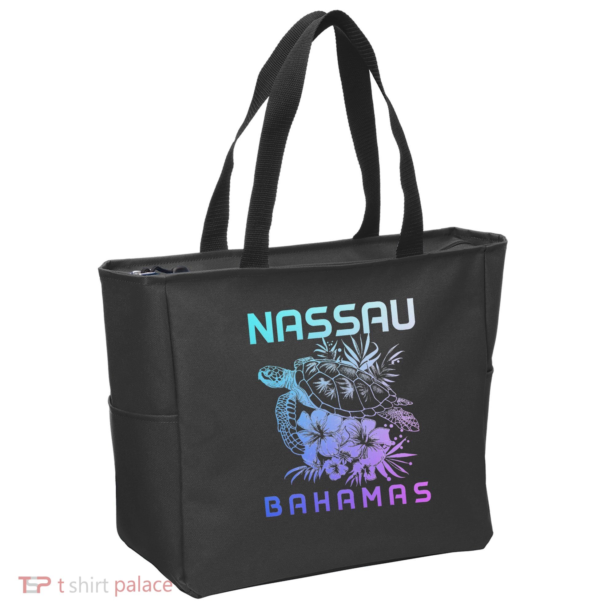 Nassau Bahamas Sea Turtle Diving Surfer Souvenir Tote Bag