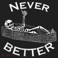 Never Better Skull Skeleton Is In The Coffin Halloween Women's Sweatshirt thumb 2