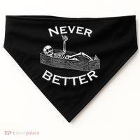 Never Better Skull Skeleton Is In The Coffin Halloween USA-Made Doggie Bandana thumb 0