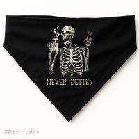 Never Better Skeleton Drinking Coffee Halloween Party USA-Made Doggie Bandana thumb 0