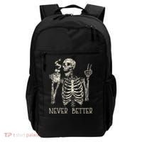 Never Better Skeleton Drinking Coffee Halloween Party Backpack thumb 0
