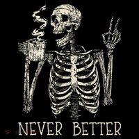 Never Better Skeleton Drinking Coffee Halloween Party Bucket Hat thumb 4