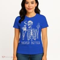 Never Better Skeleton Drinking Coffee Halloween Party Women's T-Shirt thumb 4