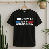 Non Bidenary Shirt I Identify As Non Bidenary Anti Biden American US Flag T-Shirt thumb 2