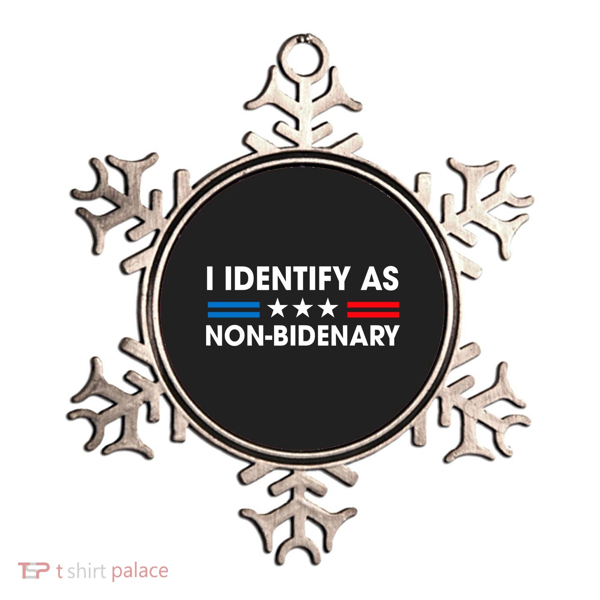 Non Bidenary Shirt I Identify As Non Bidenary Anti Biden American US Flag Ornament