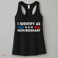 Non Bidenary Shirt I Identify As Non Bidenary Anti Biden American US Flag Women's Tank Top thumb 3