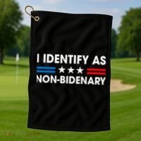 Non Bidenary Shirt I Identify As Non Bidenary Anti Biden American US Flag Golf Towel thumb 1