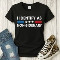 Non Bidenary Shirt I Identify As Non Bidenary Anti Biden American US Flag Women's T-Shirt thumb 3