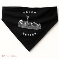 Never Better Skull Skeleton In The Coffin Halloween USA-Made Doggie Bandana thumb 0