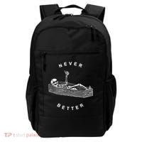 Never Better Skull Skeleton In The Coffin Halloween Backpack thumb 0