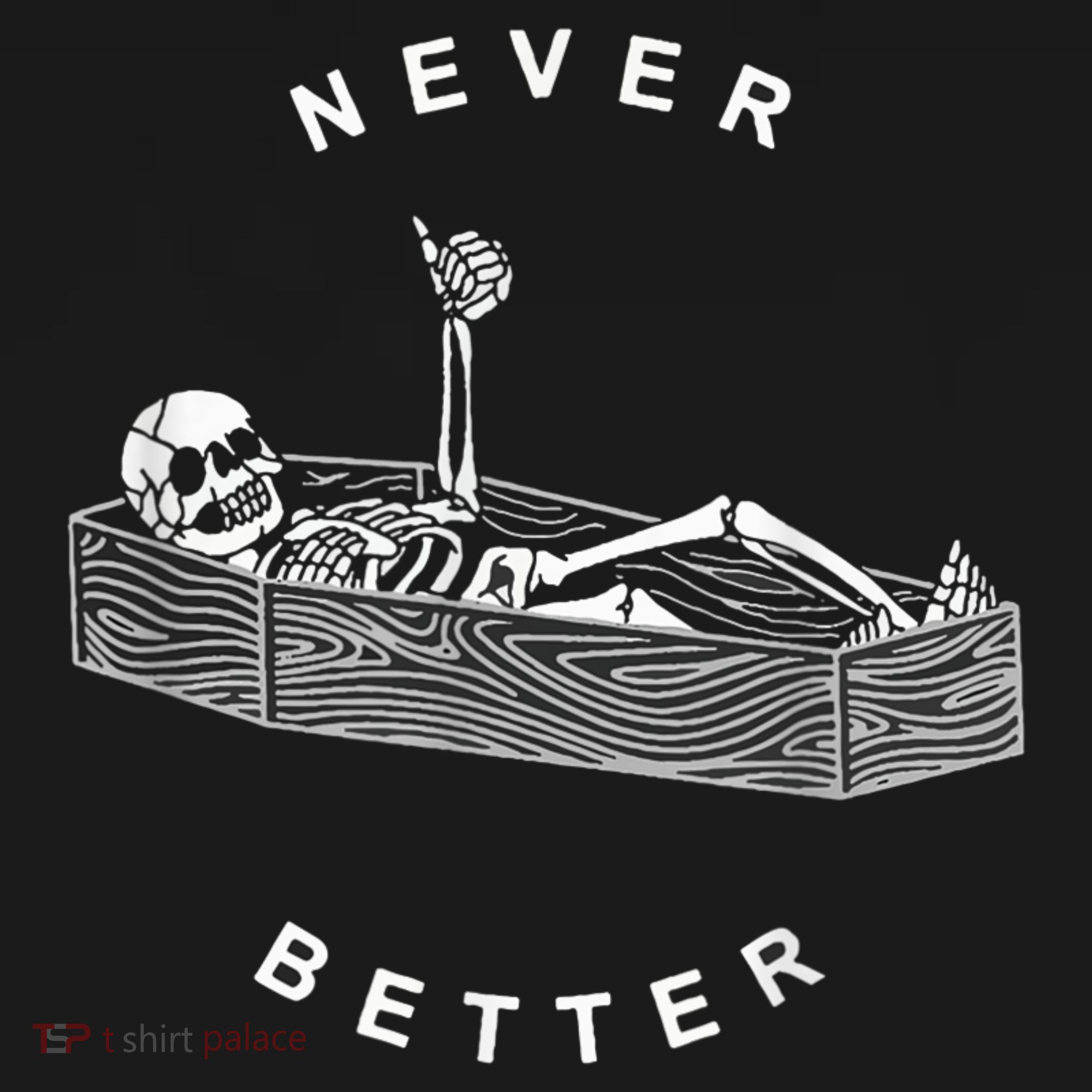 Never Better Skull Skeleton In The Coffin Halloween Coaster