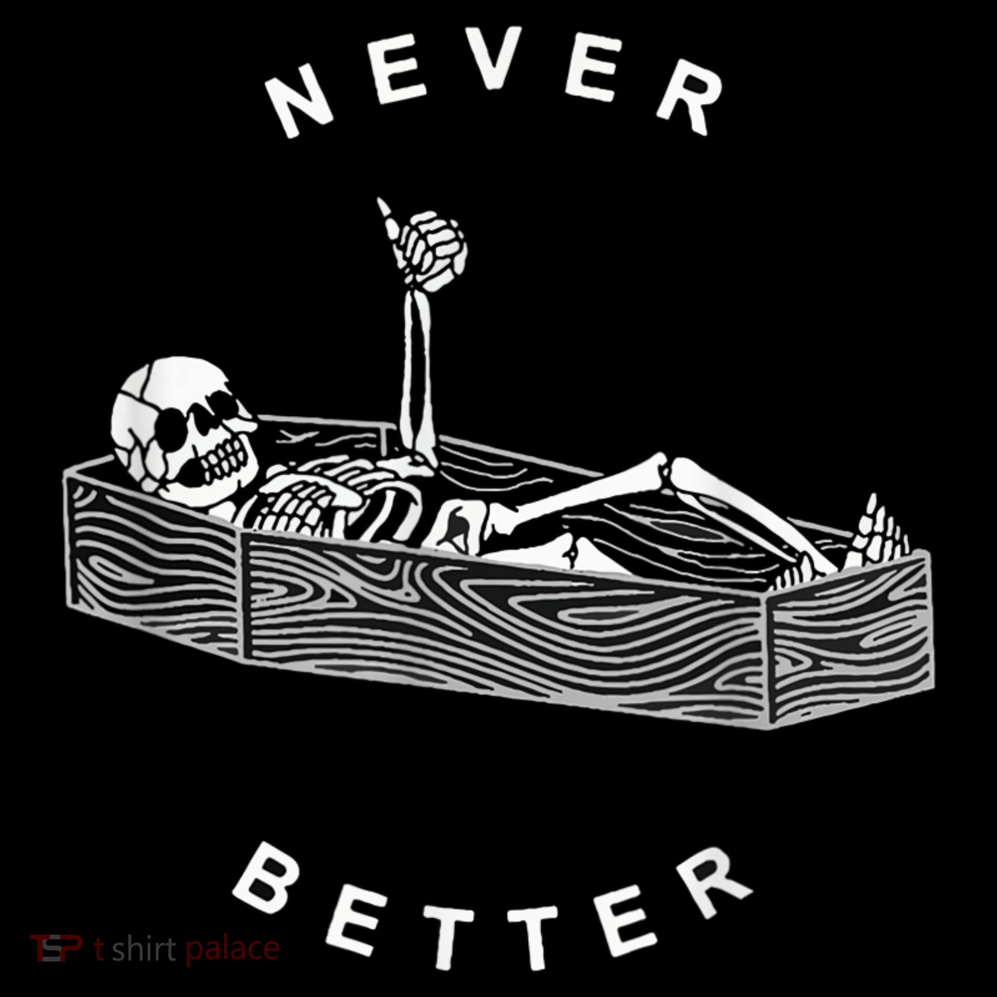 Never Better Skull Skeleton In The Coffin Halloween Mousepad