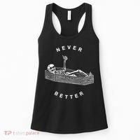 Never Better Skull Skeleton In The Coffin Halloween Women's Tank Top thumb 0