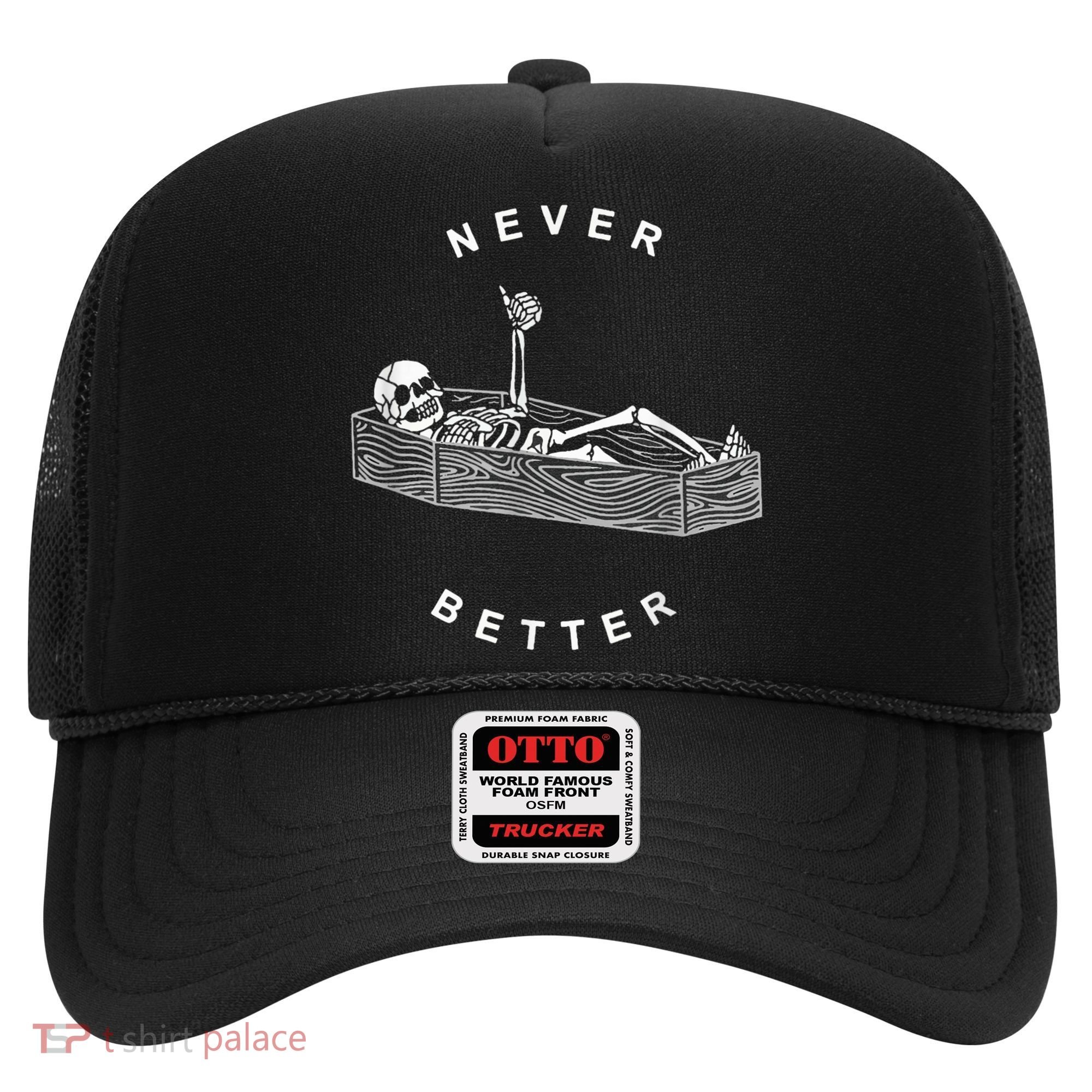 Never Better Skull Skeleton In The Coffin Halloween Hat