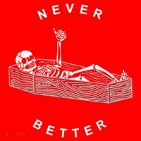 Never Better Skull Skeleton In The Coffin Halloween Santa Hat thumb 1