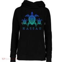 Nassau Bahamas Sea Turtle Scuba Diving Gift Womens Funnel Neck Pullover Hood thumb 0