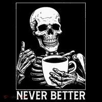 Never Better Skeleton Drinking Coffee Halloween USA-Made Doggie Bandana thumb 2