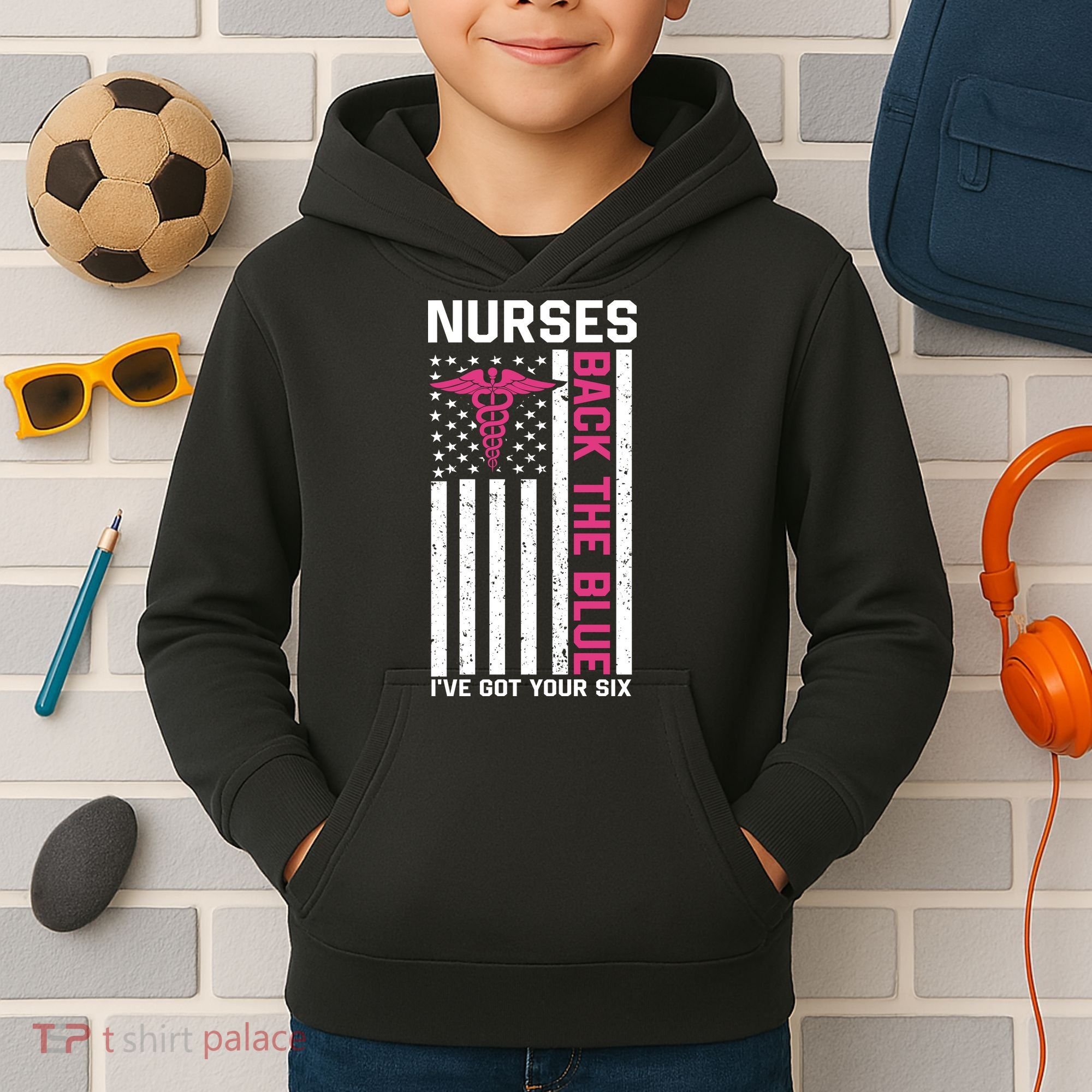 Nurses Back The Blue Ive Got Your Six Kids Hoodie