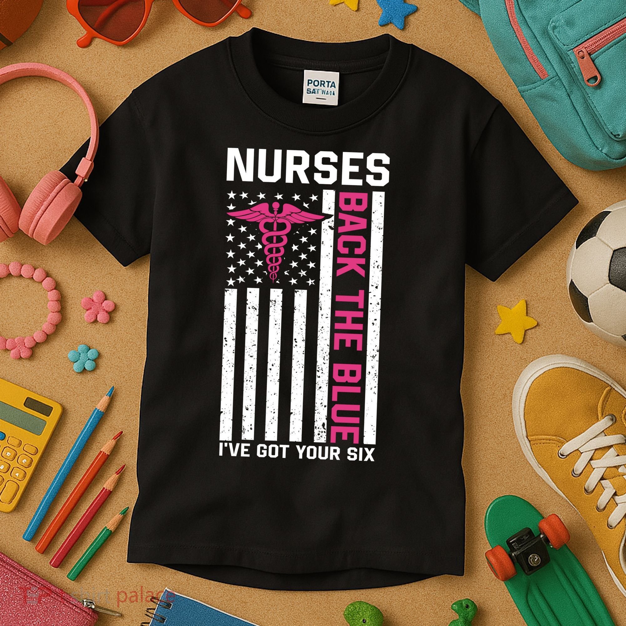 Nurses Back The Blue Ive Got Your Six Kids T-Shirt