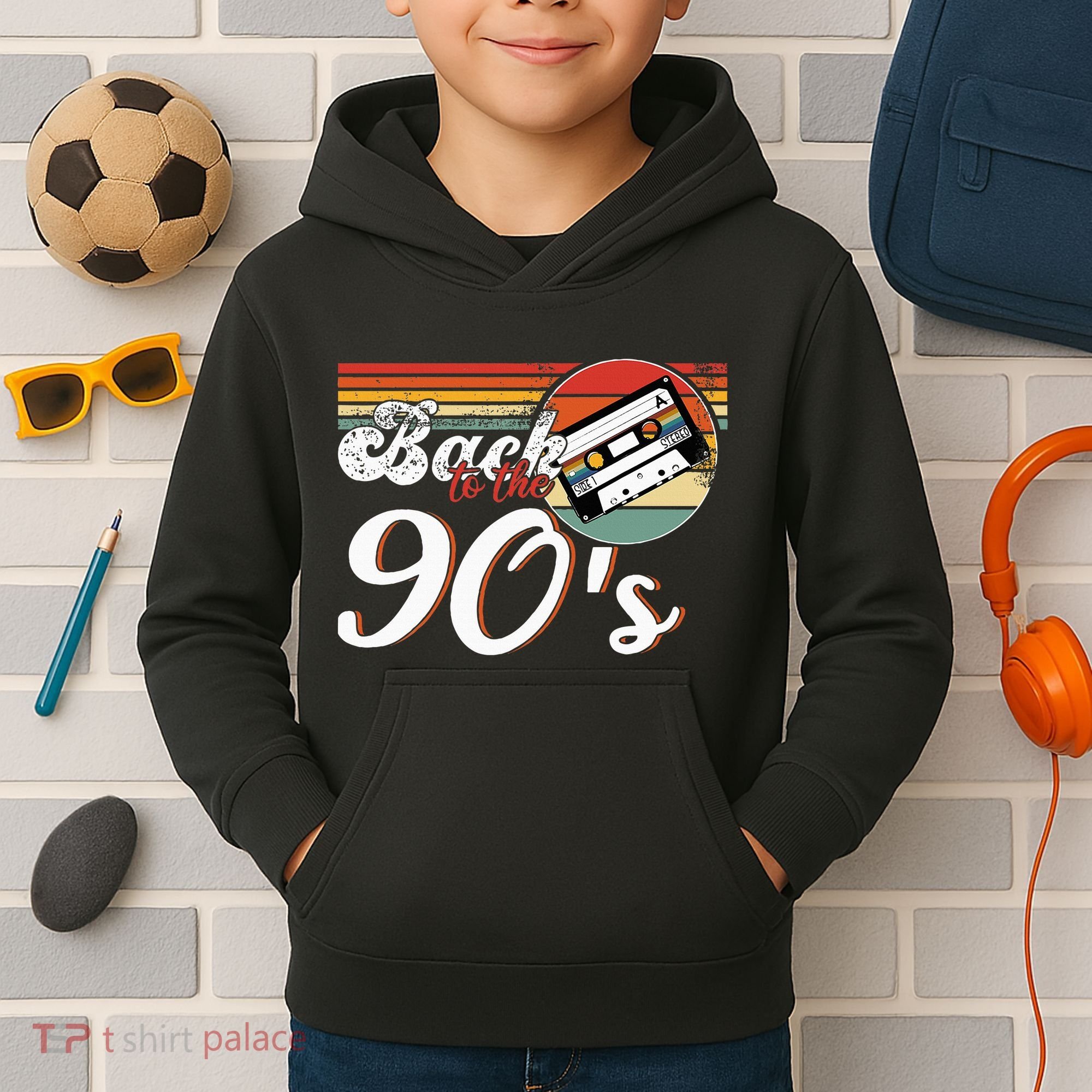 Nineties Back To The 90s Retro Cassette 90S Kids Hoodie