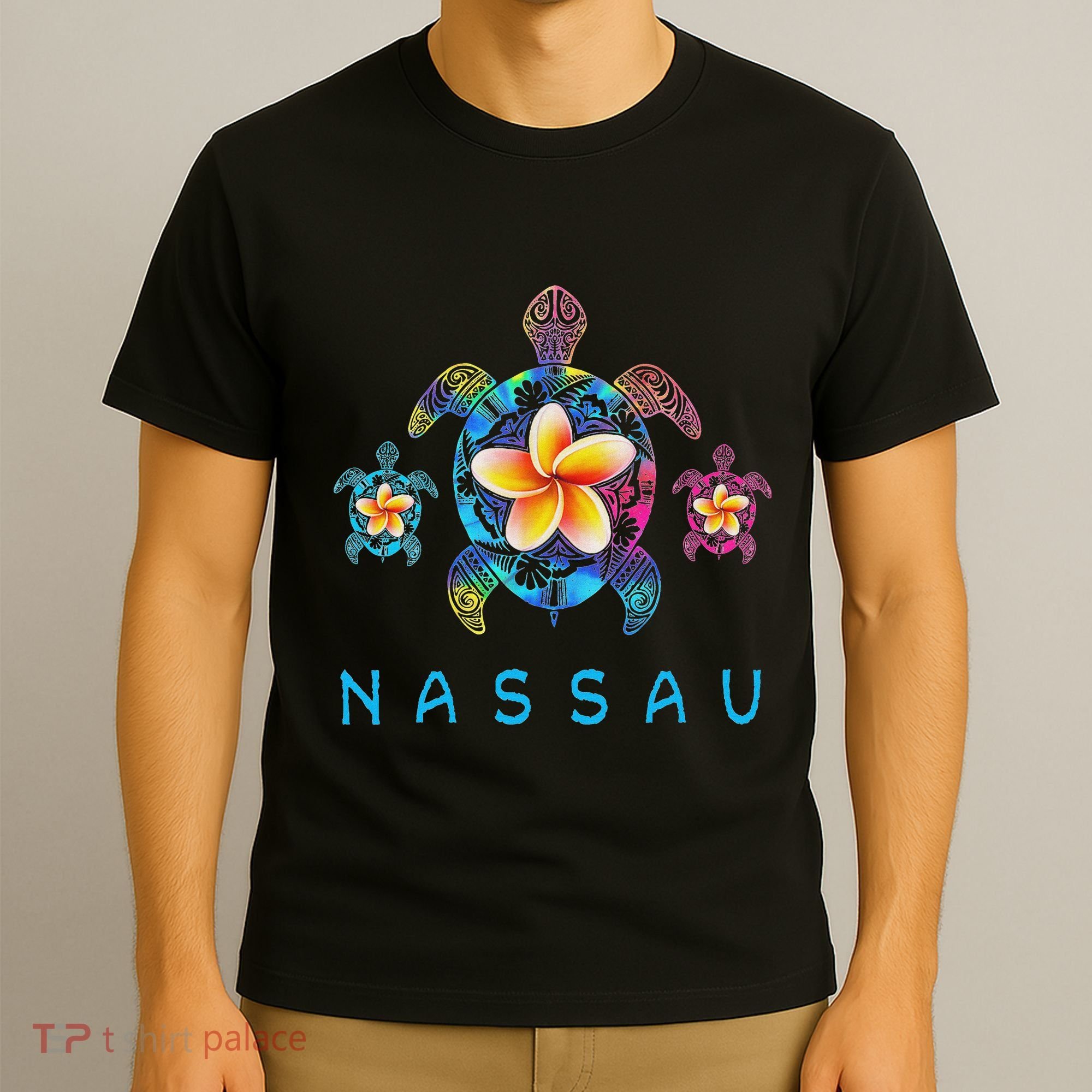 Nassau Bahamas Tribal Tie Dye Sea Turtle T-Shirt