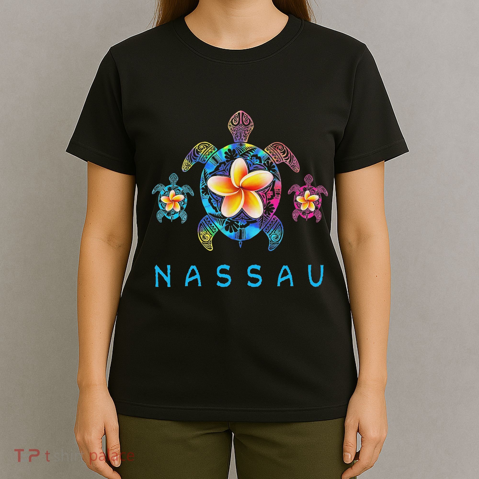 Nassau Bahamas Tribal Tie Dye Sea Turtle T-Shirt
