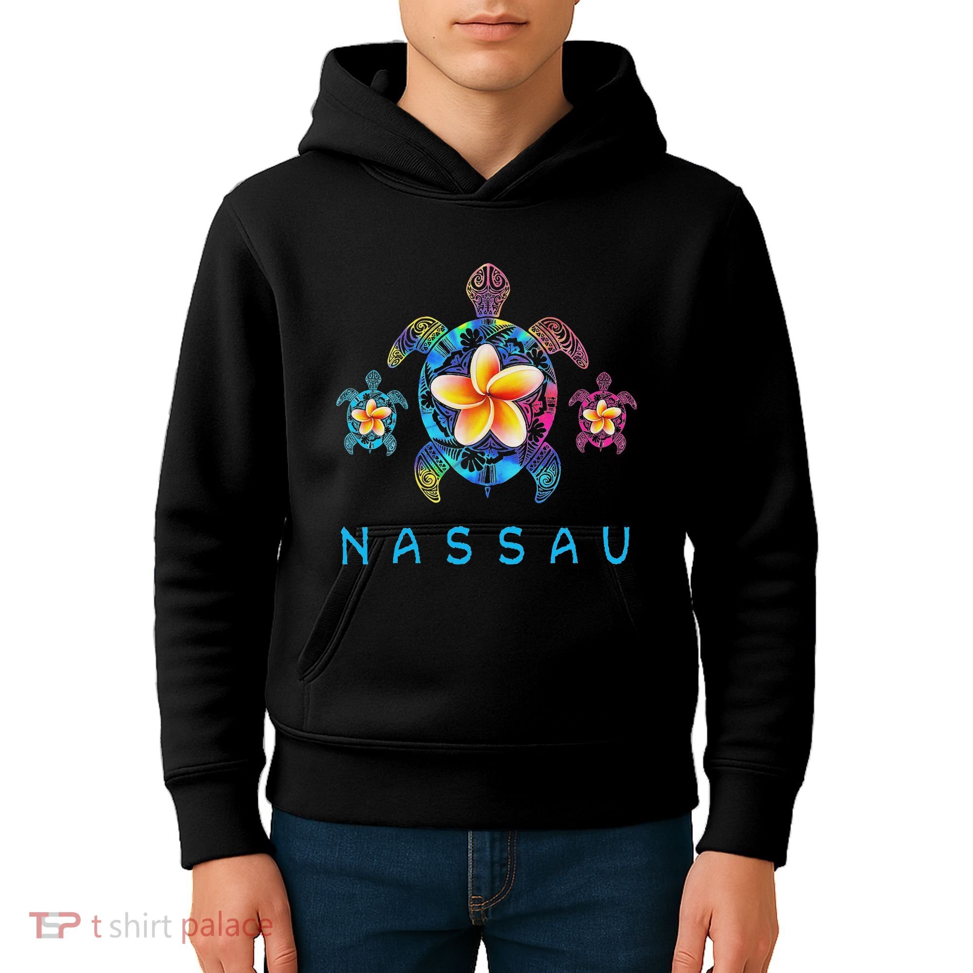 Nassau Bahamas Tribal Tie Dye Sea Turtle Kids Hoodie