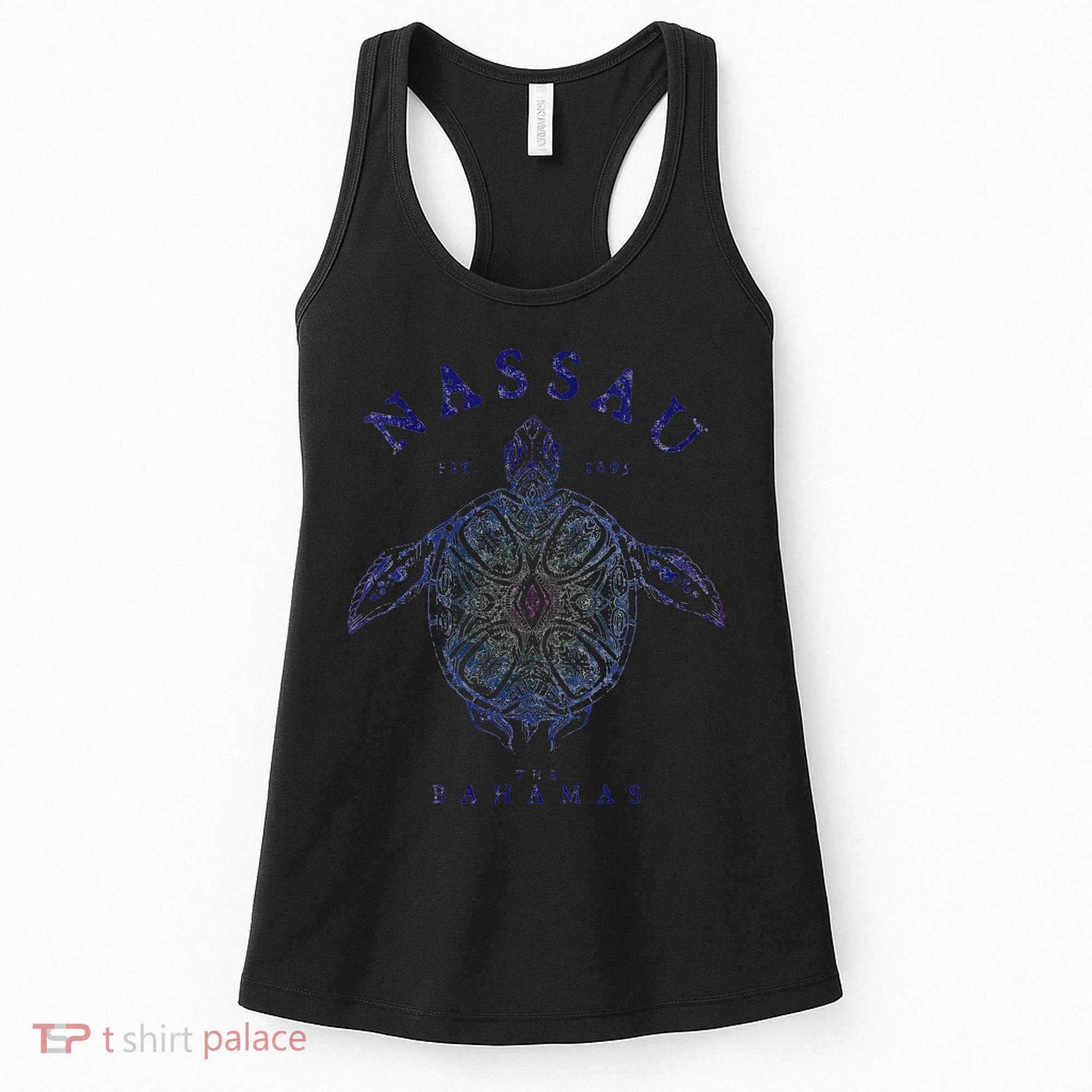 Nassau Bahamas Tortoise Turtle Tribal Diving Fishing Women's Tank Top