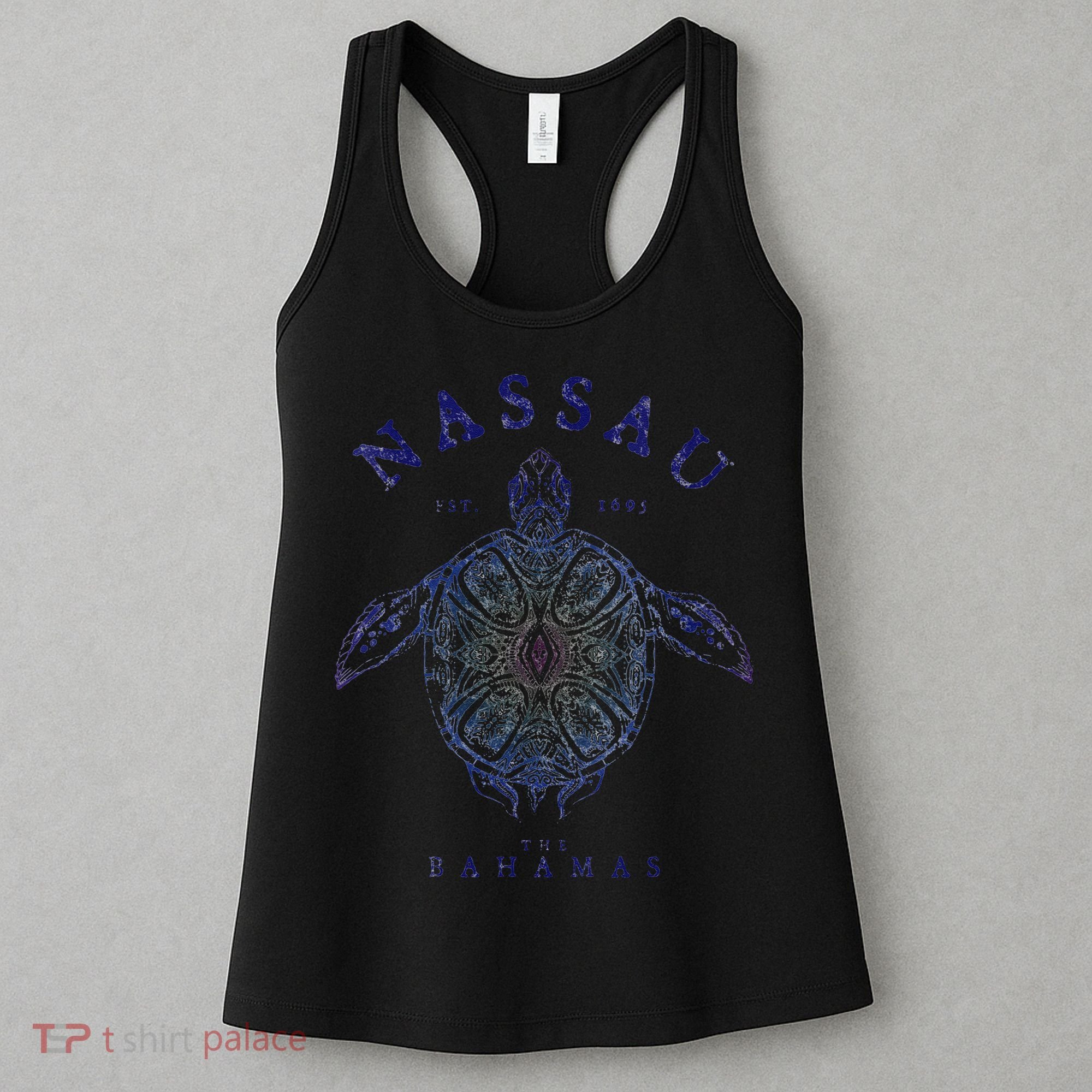 Nassau Bahamas Tortoise Turtle Tribal Diving Fishing Women's Tank Top