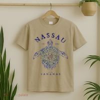 Nassau Bahamas Tortoise Turtle Tribal Diving Fishing T-Shirt thumb 2