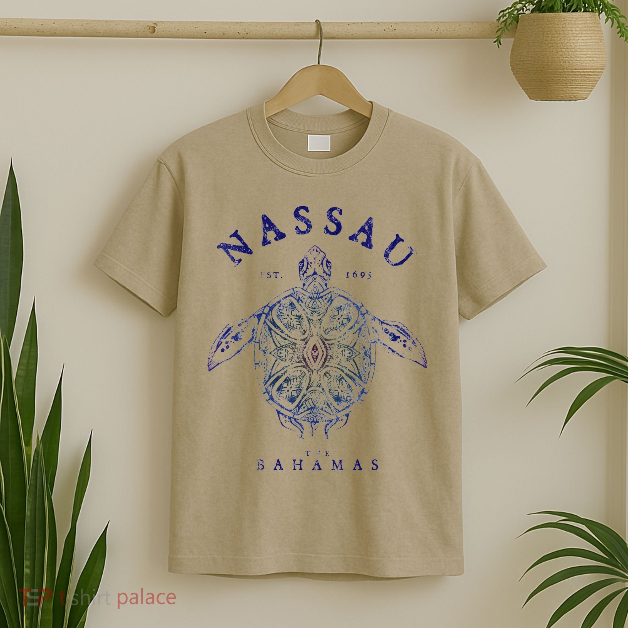 Nassau Bahamas Tortoise Turtle Tribal Diving Fishing T-Shirt