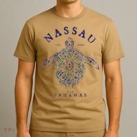 Nassau Bahamas Tortoise Turtle Tribal Diving Fishing T-Shirt thumb 3