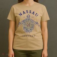 Nassau Bahamas Tortoise Turtle Tribal Diving Fishing T-Shirt thumb 4