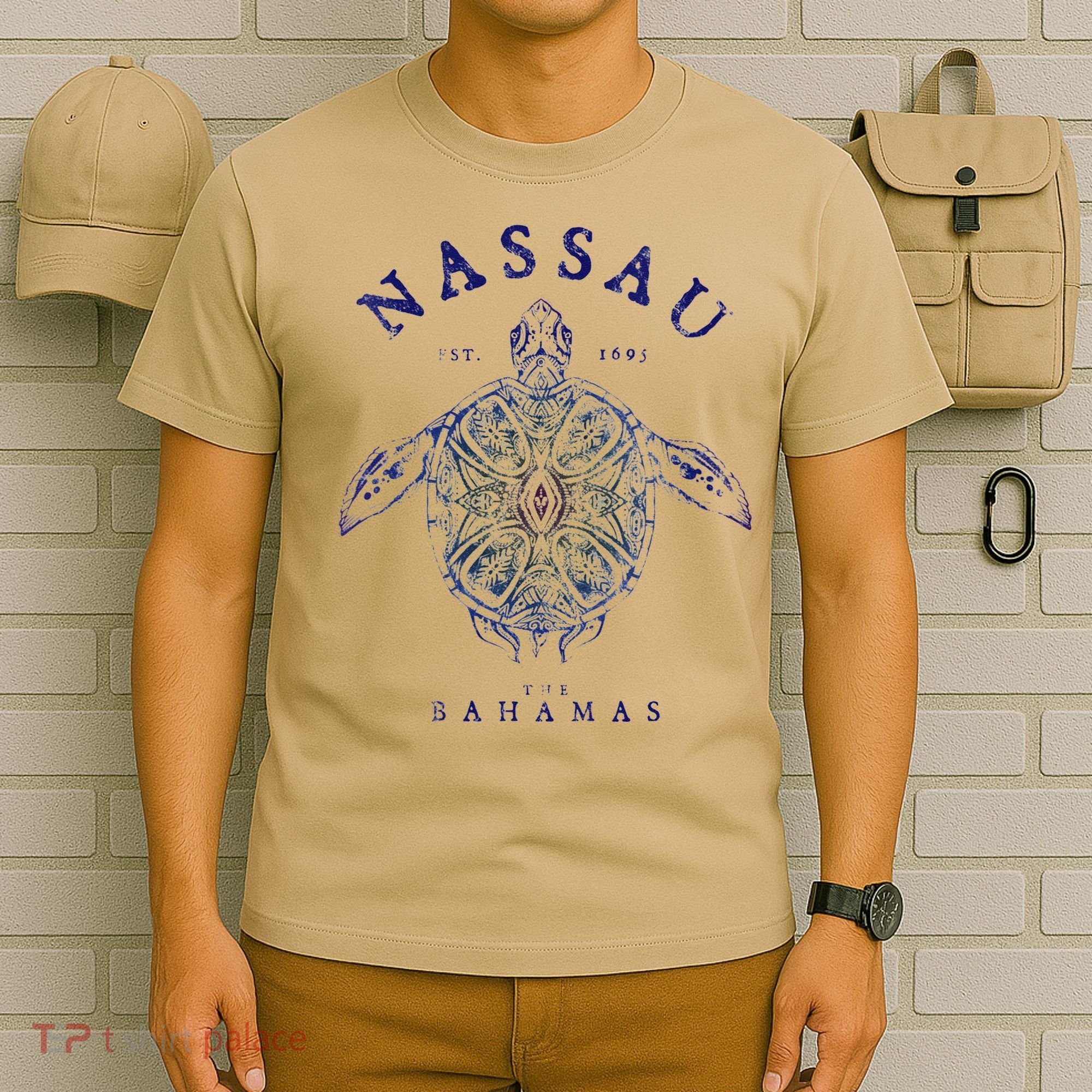 Nassau Bahamas Tortoise Turtle Tribal Diving Fishing T-Shirt