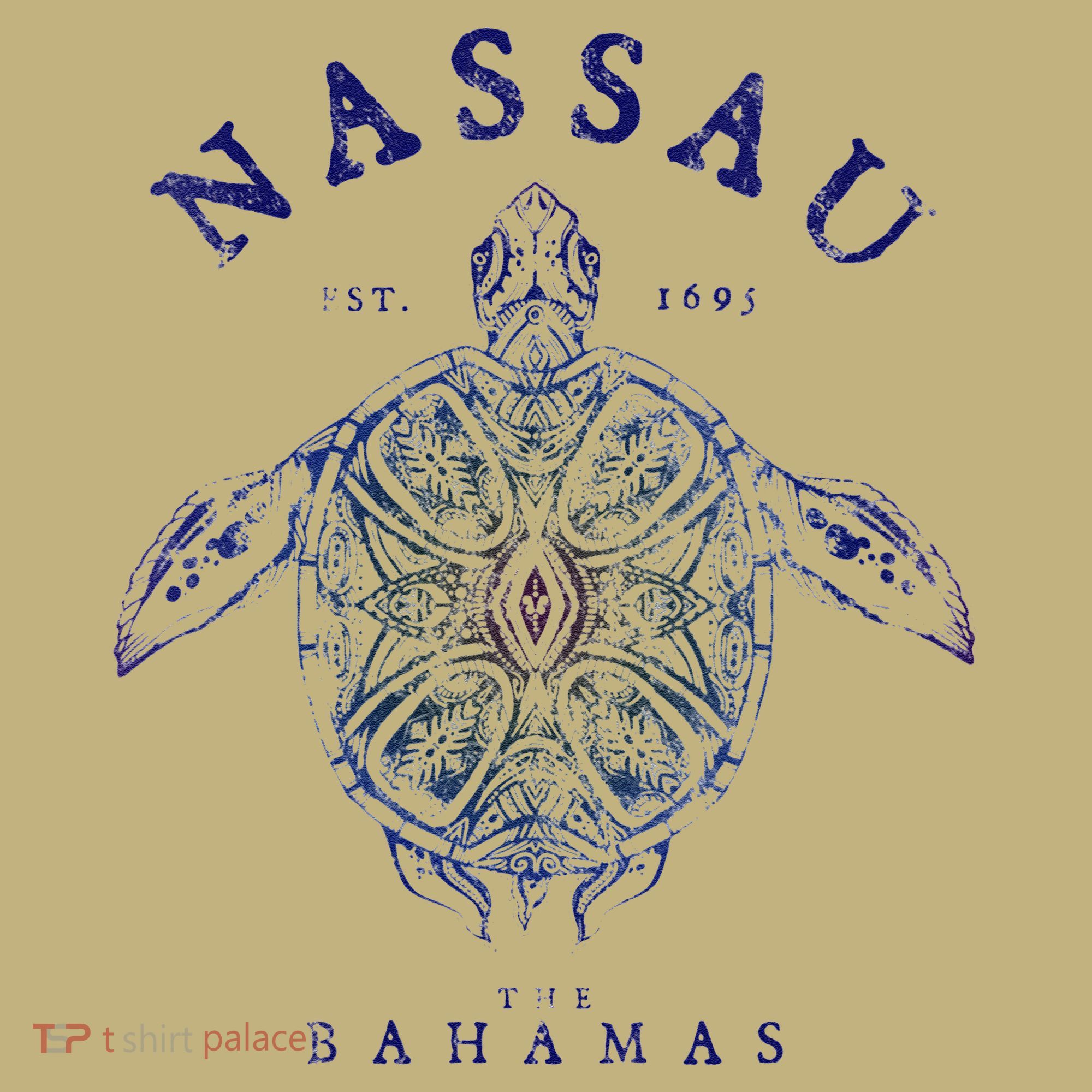 Nassau Bahamas Tortoise Turtle Tribal Diving Fishing T-Shirt