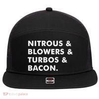 Nitrous & Blowers & Turbos & Bacon 7 Panel Mesh Trucker Snapback Hat thumb 0